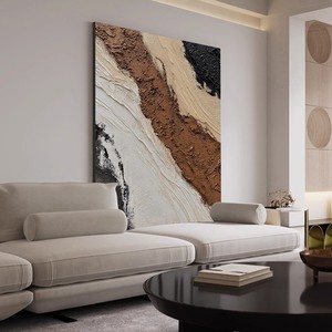 Handmade Oil Painting Modern Minimalist Abstract Landscape <b>Wrapped</b> Canvas Wall Art For Living Room Sofa Background Decor - Product Image 4