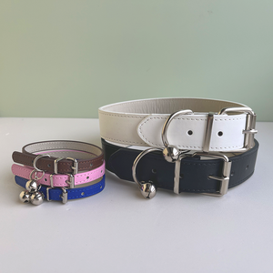 Venta caliente 16 colores Durable PU Ajustable Mascota hebilla de metal Perros Campana Collar para mascotas - Product Image 3