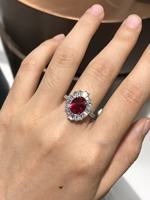 Bague Romantique pour Femme en Argent 925 Plaqué Rhodium avec Rubis de Laboratoire Taille Ovale Sertie à Griffes – Cadeau Idéal pour Fête, Petite Amie, Fiançailles, Mariage
