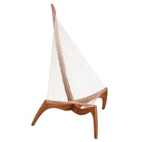 Fauteuil de relaxation sculptural en bois massif de style Mid-Century, avec corde tressée à la main, pour la décoration de la maison et de la villa