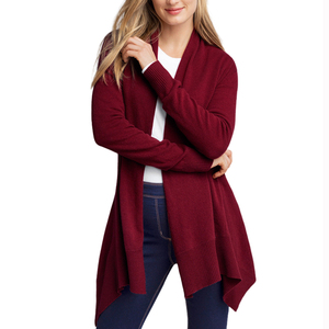 HD220869 OEM Ladies Longline Draped Cardigan Women's Super Soft Swing Cardigan Plain Jersey Waterfall Casual Knitwear