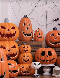 Calabazas Halloween tallado artesanía plástico calabaza Multicolor LED iluminar <span class=keywords><strong>Jack</strong></span> <span class=keywords><strong>o</strong></span> Linterna fiesta accesorios decoraciones al aire libre - Product Image 6