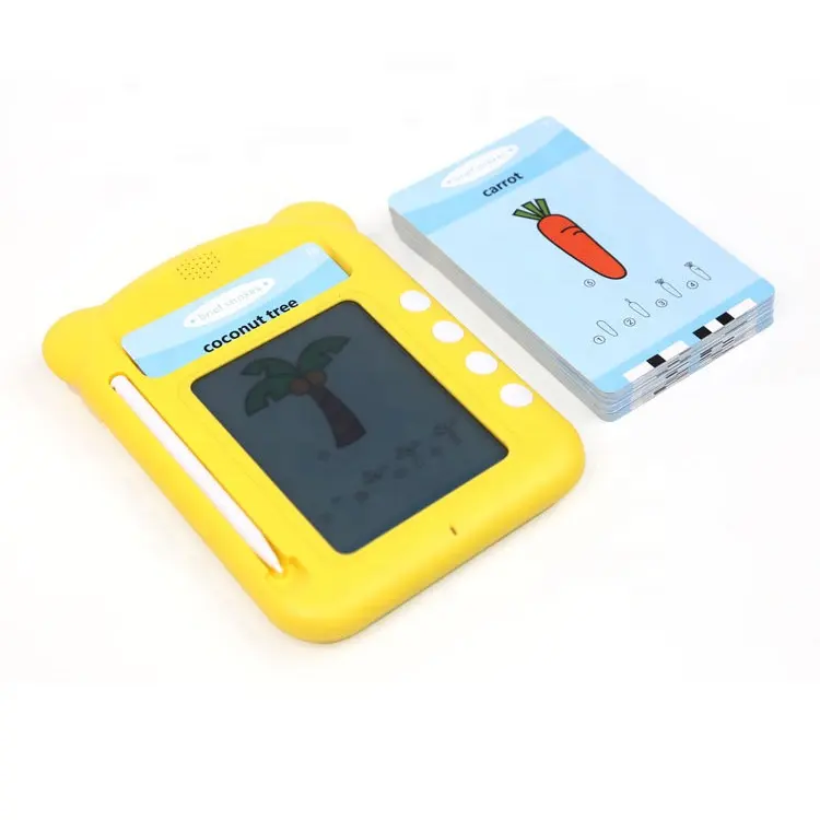 Tableta de escritura 2 en 1 para niños, máquina de aprendizaje de tarjetas flash parlantes en inglés, máquina de lectura con función de dibujo