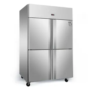 1000L büyük buzdolabı katı kapı dik Chiller soğutucu ticari dondurucular ve buzdolapları raf ve tepsi ile