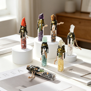 งานฝีมือคริสตัลดีไซน์ใหม่ ขวดแก้วใส่หินดิบธรรมชาติทำมือ สำหรับบำบัดรักษา - Product Image 3