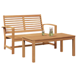 Set <span class=keywords><strong>da</strong></span> <span class=keywords><strong>Esterno</strong></span> in <span class=keywords><strong>Legno</strong></span> Massello di Acacia con Finitura Teak, 2 Pezzi: Panca <span class=keywords><strong>da</strong></span> Giardino e Tavolino <span class=keywords><strong>da</strong></span> Caffè per Giardino, Balcone, Cortile - Product Image 1