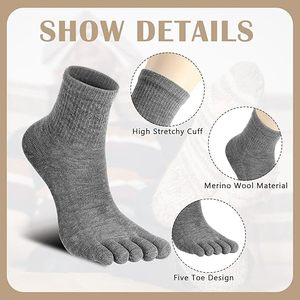 Merino <strong>Wool</strong> Five Toe <strong>Socks</strong> for Men and Women - Product Image 4