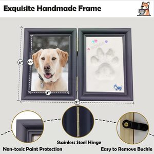 Ahşap köpek resim çerçevesi pençe baskı kil kiti siyah pet pençe anıt fotoğraf çerçevesi ile ıvır zıvırlar - Product Image 5