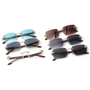 Kenbo - Óculos de sol retangulares de metal para homens e mulheres, óculos de sol de textura sem aro, de alta qualidade, para uso em moda
