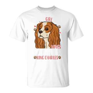 Camiseta para niños Cavalier King Charles con diseño de niña que ama a los perros - Product Image 1
