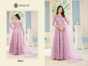 ผ้าไหมซานตูนหนักไม่มีเย็บ ชุดเดรส Anarkali สําหรับงานเทศกาลและงานแต่งงาน มีจําหน่ายในราคาขายส่ง - Product Image 4