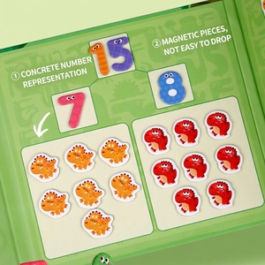 Libro Magnetico di Matematica con Dinosauri, Gioco <span class=keywords><strong>Montessori</strong></span> con Cornice a Dieci Cifre per Addizione e Sottrazione, Set di Gioco per Bambini - Product Image 2