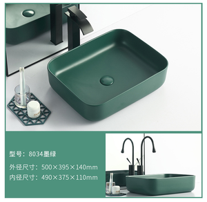 <span class=keywords><strong>Lavandino</strong></span> <span class=keywords><strong>da</strong></span> bagno a mano <span class=keywords><strong>da</strong></span> <span class=keywords><strong>appoggio</strong></span> in ceramica verde opaco in ceramica di moda rettangolare in stile moderno di lusso con certificato - Product Image 2