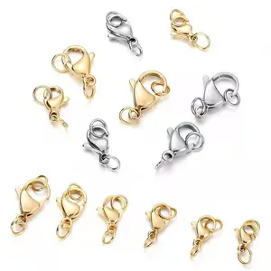 Gold Stainless Steel Lobster Clasp with Jump Rings Hooks Connectors for Necklace Bracelet Diy Jewelry Making Supplies