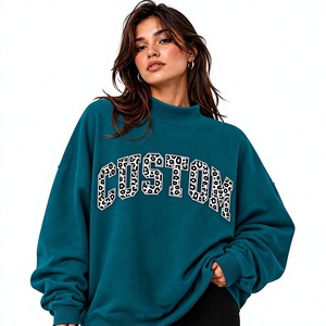 Pull en molleton oversize pour femme de qualité professionnelle, col montant, broderie logo sur le devant, écologique, séchage rapide - Product Image 1