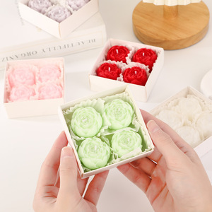 Juego de 4 Velas Aromáticas en Caja, Peonía y Rosa, Recuerdos de Boda, Regalo de Aniversario, Decoración, Velas Aromáticas de Cera de Soja con Forma de Flor - Product Image 2