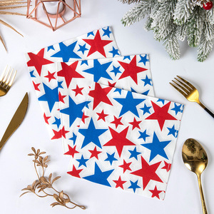 <span class=keywords><strong>Serviettes</strong></span> en <span class=keywords><strong>papier</strong></span> jetables rouges, blanches et bleues à étoiles, 330 mm x 330 mm, pour décoration patriotique américaine, avec logo personnalisé, vente en gros - Product Image 3