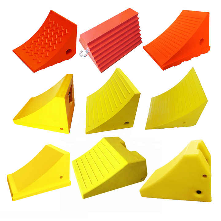 Polyurethane wheel chocks / wheel chocks made of polyurethane foam, industrial use, weather resistant and light