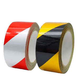 Cinta Adhesiva de Seguridad para Cruce Peatonal, Color Amarillo, Negro y Rojo, con Diseño de Cebra, de PVC, para Marcado de Piso, Aislamiento de Alarmas de Incendio - Product Image 2