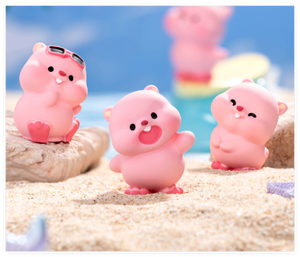 3D Micro Paysage Dessin Animé Jardin Animaux Figurines Décorations Miniatures Sculpture Résine rose <span class=keywords><strong>Castor</strong></span> Figurines Dollhouse Kid Toys - Product Image 3