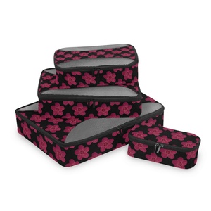 Ensemble de sacs organisateurs de valise personnalisés à imprimé fleur de hau hawaïenne Reto, sacs de voyage portables, organisateurs de compression 4 pièces - Product Image 1
