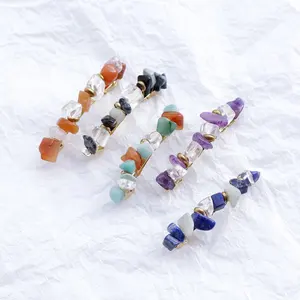 Korea irregular crystal hairpin spring clip colours Natural stone hair clip