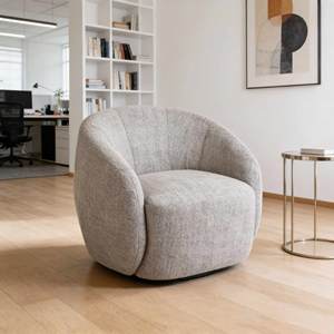 Sillón Giratorio CARLFORD, Tapizado en Tela Suave Color Café, para el Hogar o Hotel, Ideal para Sala de Estar o Dormitorio - Product Image 1