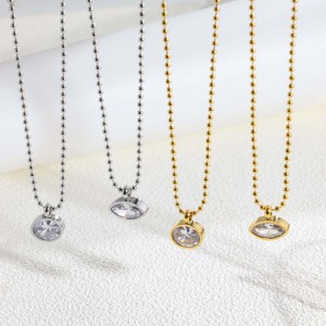 INS Style Minimalist CZ Pendant <b>Necklace</b> 18K Gold Plated Stainless Steel <b>Ball</b> <b>Chain</b> <b>Necklace</b> - Product Image 2