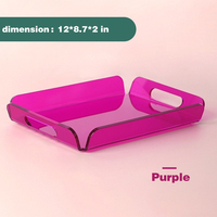 Grande plateau de service en acrylique avec poignées, fait main, décoratif, pour aliments, thé, dîner, collations, fêtes - Durable et portable