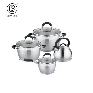 New arrivals wide edge stainless steel capsulated induction bottom cookware set  casserole saucepan