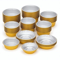 Barquette ronde en aluminium doré de qualité alimentaire, jetable, pour la cuisson et la livraison à emporter
