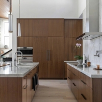 Vermonhouzz Armoire de cuisine en bois de noyer durable, armoire de cuisine pleine hauteur, armoire de cuisine à grand rangement avec comptoir en marbre