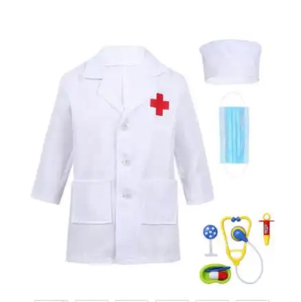 Disfraces de actuación juguetes conjuntos niños médico enfermera uniforme venta al por mayor Cosplay Halloween carnaval fiesta de lujo para niños niñas tejido