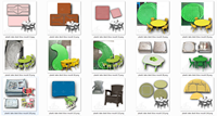 Moulage par soufflage de diverses tables, chaises et meubles