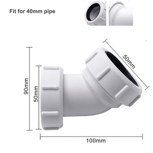 40 MM Straight Kitchen Pipe Coupling for 135 Degree Pipe Connector 40mm Pipe Adapter Waste Compression 135 Degree Connector - Product Image 2