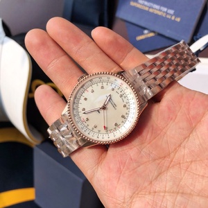 Reloj de pulsera de lujo retro de aviación para parejas, de acero inoxidable de alta calidad, con esfera de nácar y diamantes, mecánico e impermeable - Product Image 3