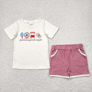 Wholesale Toddler Baby Summer Outfits Spent $48 Last Night At The County Fair Print Shorts Set Little Kids Clothes for Girl Boy - Product Image 4