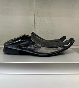 Exagéré bout pointu luxe unisexe pliable talon cuir de veau en détresse Oxfords Derby chaussure pour hommes <span class=keywords><strong>noir</strong></span> Pasadena mocassins - Product Image 4