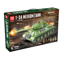 QuanGguan 100063, Segunda Guerra Mundial, tanque soviético T34, juguete de construcción, modelo militar, juguete ensamblado de partículas pequeñas, tanque militar de Rusia