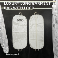 Housse de robe de mariée longue avec fermetures éclair, sac de rangement portable de luxe en satin doux, protège-robe avec logo personnalisé imprimé