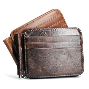 Boshiho Retro Fashion RFID Blocking <b>Card</b> Clip <b>Holder</b> Customized <b>Slim</b> Wallet with Coin Pocket for Men for Credit <b>Cards</b> - Product Image 5