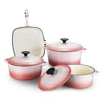Olla de Hierro Fundido para Cocina, Olla Profunda de Hierro Esmaltado Antiadherente, Cacerola