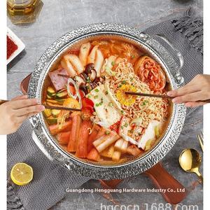 Venta caliente transfronteriza Rusia 304 patrón de martillo de acero inoxidable olla seca estilo japonés coreano cangrejo Tom Yum sopa ollas - Product Image 5
