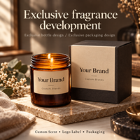Bougie parfumée en verre ambré avec étiquette kraft, marque personnalisée, parfum d'ambiance pour la maison, vente en gros, OEM, ODM, fournisseur de marques privées