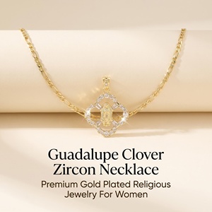 Collar con Colgante de <span class=keywords><strong>la</strong></span> Virgen de Guadalupe, <span class=keywords><strong>San</strong></span> <span class=keywords><strong>Benito</strong></span>, <span class=keywords><strong>San</strong></span> Judas, <span class=keywords><strong>La</strong></span> Santa Muerte, con Circonitas, Chapado en Oro, Joyería Religiosa - Product Image 3