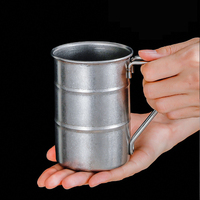 Mug à bière rétro givré en métal 350 ml, style industriel, en acier inoxydable 304, pour boissons froides et café, idéal pour l'extérieur