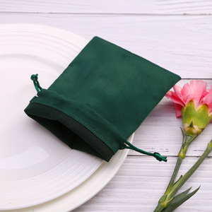 Dark Green Flannel <b>Drawstring</b> Bag 7x9 Cm Jewelry Packaging Gift Bag Rectangular Fabric Storage <b>Pouch</b> For Accessories - Product Image 4