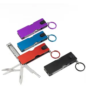 Multifunctionele Beauty Make-Up Combinatie Tool Relatiegeschenk Nagelknipper Met Led Licht Voor Metalen Sleutelhangers