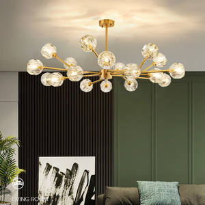 Modern Minimalist Elegant Copper Crystal <b>Chandelier</b> Postmodern Luxury Light Fixture for <b>Living</b> <b>Room</b> Dining <b>Room</b> Bedroom - Product Image 4