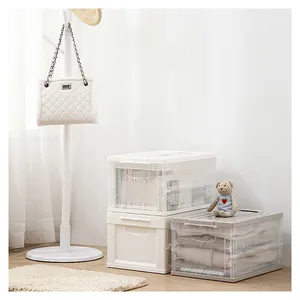 Boîte de rangement pliable transparente, en plastique Durable, pour vêtements d'injection